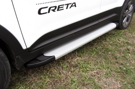 Hyundai CRETA 4WD (2016)-Пороги алюминиевые "Optima Silver" 1700 серебристые